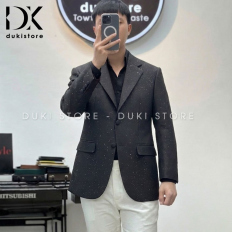 Áo khoác blazer nam, áo vest nam balzer nam kim tuyến màu đen cao cấp ADK0051