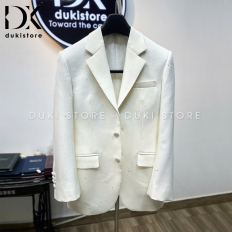 Áo khoác blazer nam, áo vest nam balzer nam kim tuyến màu  trắng kem cao cấp ADK0049