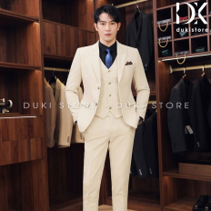Bộ vest nam 2 cúc màu kem cao cấp DKB0085