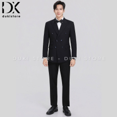 Bộ vest nam 6 nút Hàn Quốc màu đen cao cấp DKE0157 