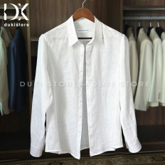 Áo Sơ Mi Nam Màu Trắng Chất Liệu Linen cao cấp DSM0010