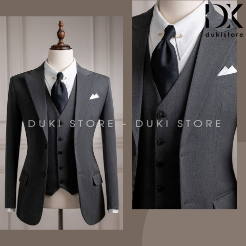  Bộ vest nam 2 cúc màu ghi xám cao cấp DKB0092