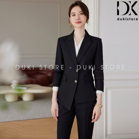 Bộ vest nữ công sở 2 cúc màu đen cao cấp DKV0023