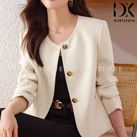 Áo khoác áo vest blazer nữ Hàn Quốc màu kem đẹp BLU0109