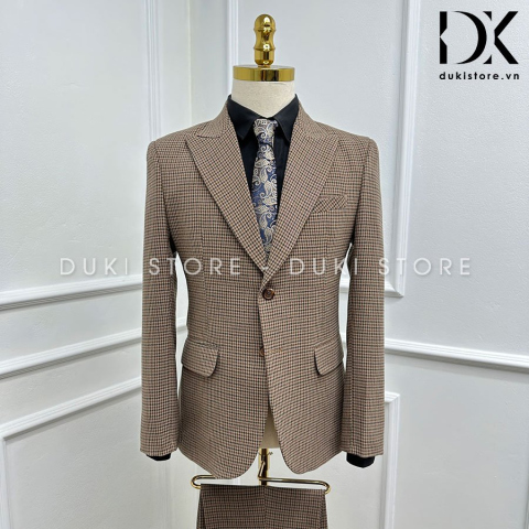 Bộ vest nam 2 cúc kẻ caro vintage cực sang DKB0057