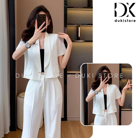 Áo khoác blazer, áo vest blazer nữ 1 lớp màu trắng BLU0130