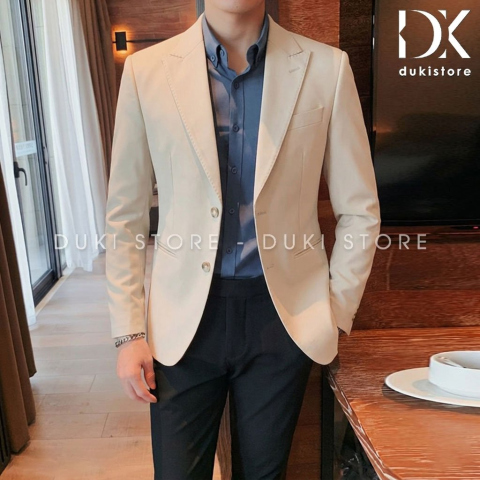 Áo khoác blazer nam, áo vest nam balzer nam be cao cấp ADK0052