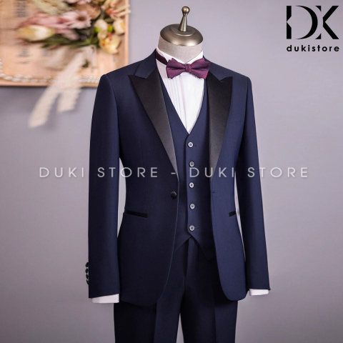 Bộ vest nam 1 cúc tuxedo màu xanh than sang trọng DKA0203 