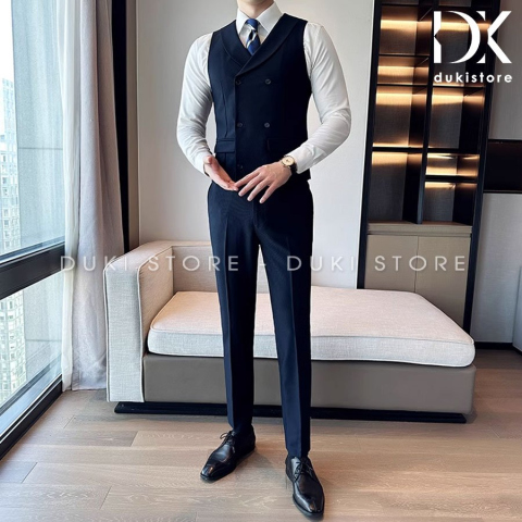 Áo Gile Nam Màu Xanh Than Cổ Sam Đẹp DGL0020