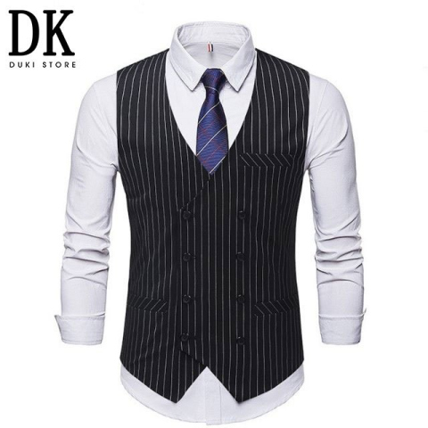 Áo Gile Nam Màu Đen Sọc Kẻ Đẹp DGL0006
