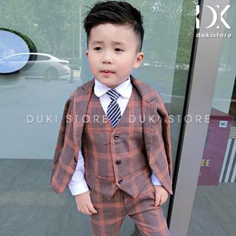 Bộ vest cho bé trai kẻ caro DKT0023 