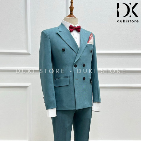 Bộ vest nam 6 cúc màu xanh ngọc cực sang DKE0008 - DUKI STORE