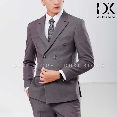 Bộ vest nam 6 cúc Hàn Quốc đẹp màu xám trầm giá siêu rẻ DKE0045 