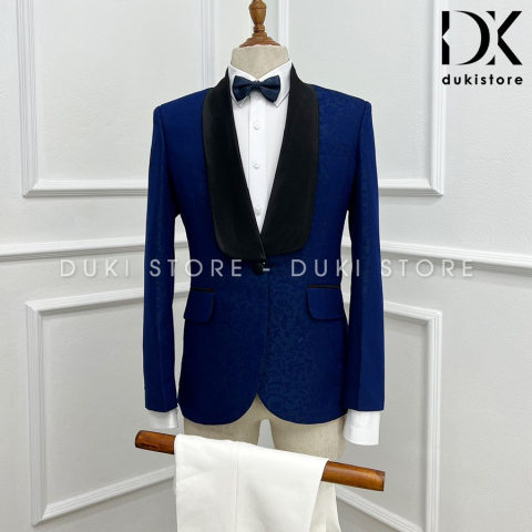 Bộ vest nam tuxedo 1 cúc màu xanh coban cực sang DKA0125 - DUKI STORE