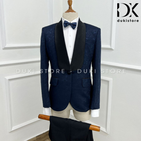 Bộ vest nam tuxedo 1 cúc màu xanh than cực sang DKA0124 - DUKI STORE