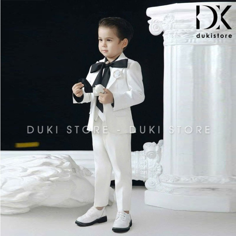Bộ vest cho bé trai màu trắng 1 cúc sang trọng DKT0073