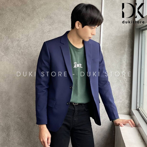 Áo vest áo khoác blazer nam màu xanh than cá tính LZB0021