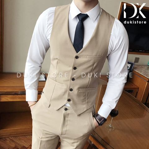 Áo Gile Nam Màu Kem Đẹp DGL0010