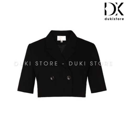 Áo khoác vest blazer dáng lửng màu đen cài khuy chéo cực cá tính BLU0066