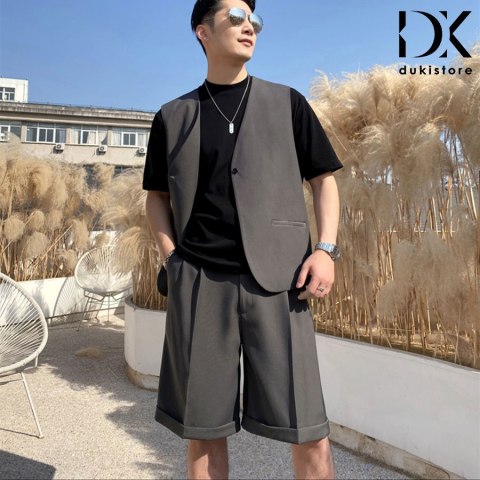 Áo gile nam, áo blazer nam 2 cúc Hàn Quốc màu trắng thanh lịch LZB0024