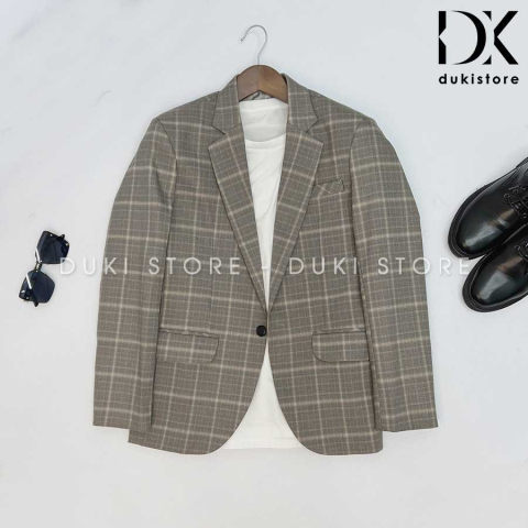 Áo vest nam, áo blazer nam 1 nút Hàn Quốc kẻ caro vintage cực sang BDK0002 