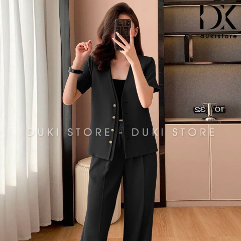 Áo khoác blazer, áo vest blazer nữ 1 lớp màu đen BLU0128