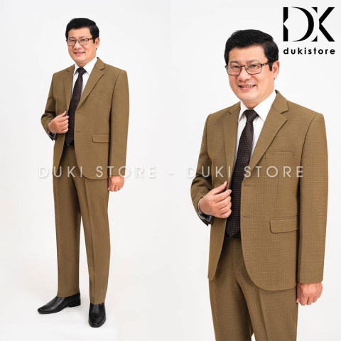 Bộ vest nam trung niên caro nâu đất cực sang DKG0016