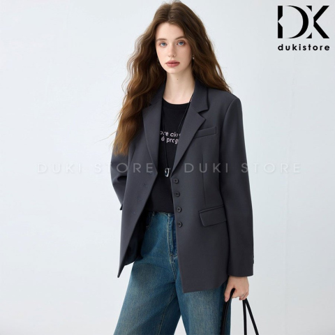 Áo blazer nữ 4 cúc Hàn Quốc màu xám cao cấp BLU0140